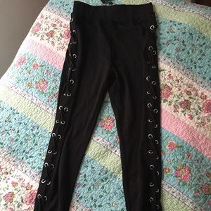 NWT black lace up sided leggings/pants FINAL DROP